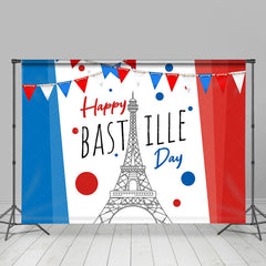 Lofaris French Flag Eiffel Tower Happy Bastille Day Backdrop