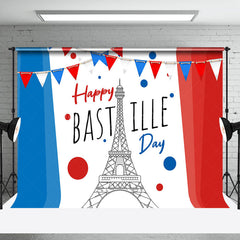 Lofaris French Flag Eiffel Tower Happy Bastille Day Backdrop