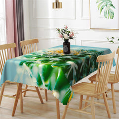 Lofaris Fresh Dandelion Green Blue Rectangle Tablecloth