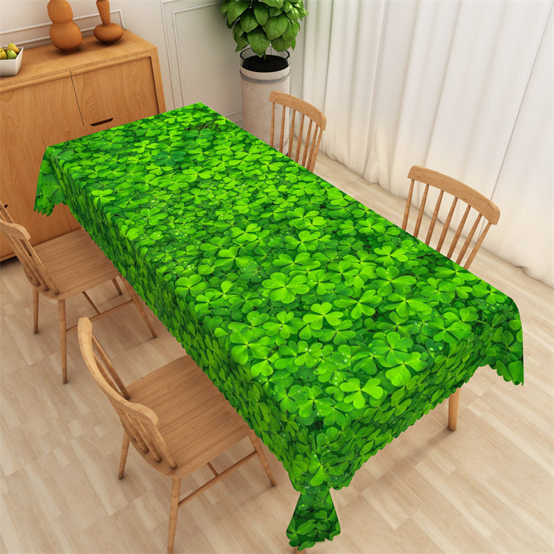 Lofaris Fresh Green Clover Spring Plant Rectangle Tablecloth