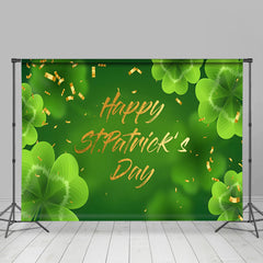 Lofaris Fresh Green Clovers Ribbon St Patricks Day Backdrop