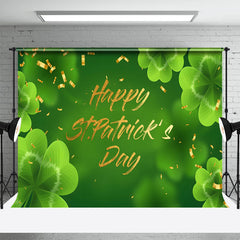 Lofaris Fresh Green Clovers Ribbon St Patricks Day Backdrop