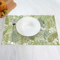 Lofaris Fresh Green White Leaves Spring Set Of 4 Placemats