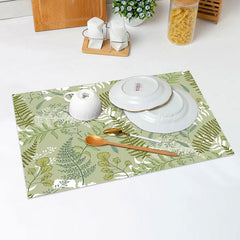 Lofaris Fresh Green White Leaves Spring Set Of 4 Placemats