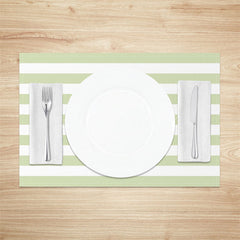 Lofaris Fresh Green White Stripe Dining Set Of 4 Placemats