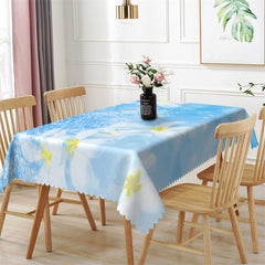 Lofaris Fresh Sky Blue Wildflower Bokeh Rectangle Tablecloth