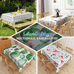 Lofaris Fresh Summer Floral Leaves Pattern Green Tablecloth