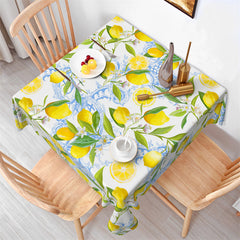 Lofaris Fresh Yellow Lemons Prints White Square Tablecloth