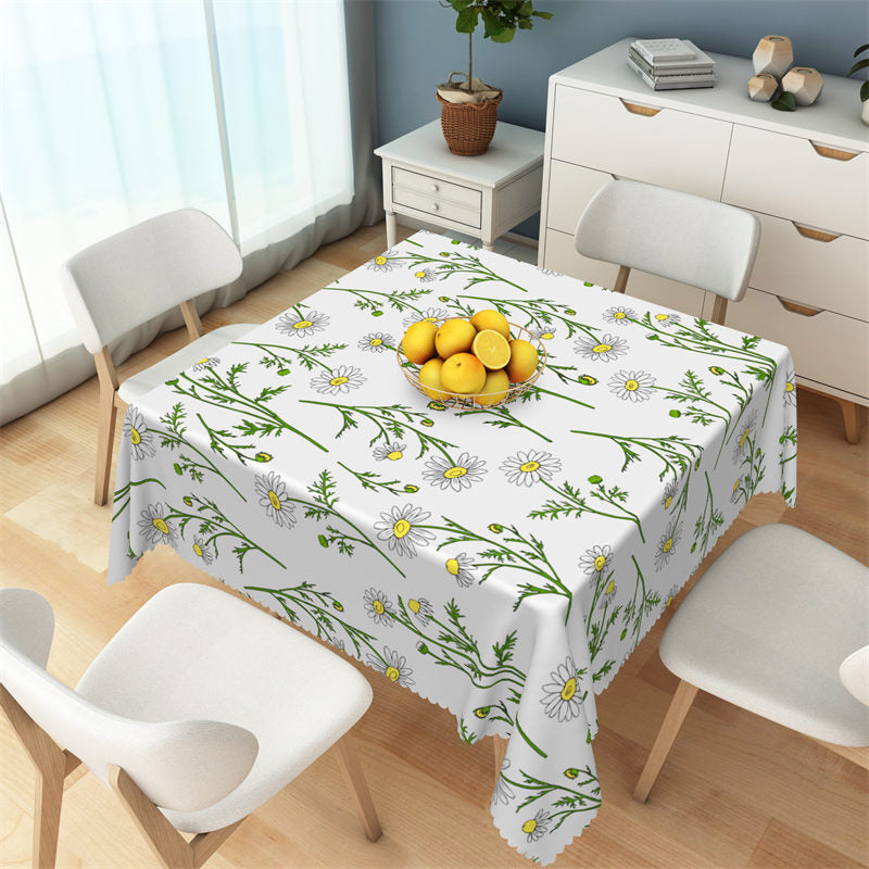 Lofaris Freshness Flower Repeat White Square Tablecloth