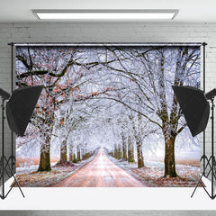 Lofaris Frozen Tree Road Winter Scenery Photo Backdrop