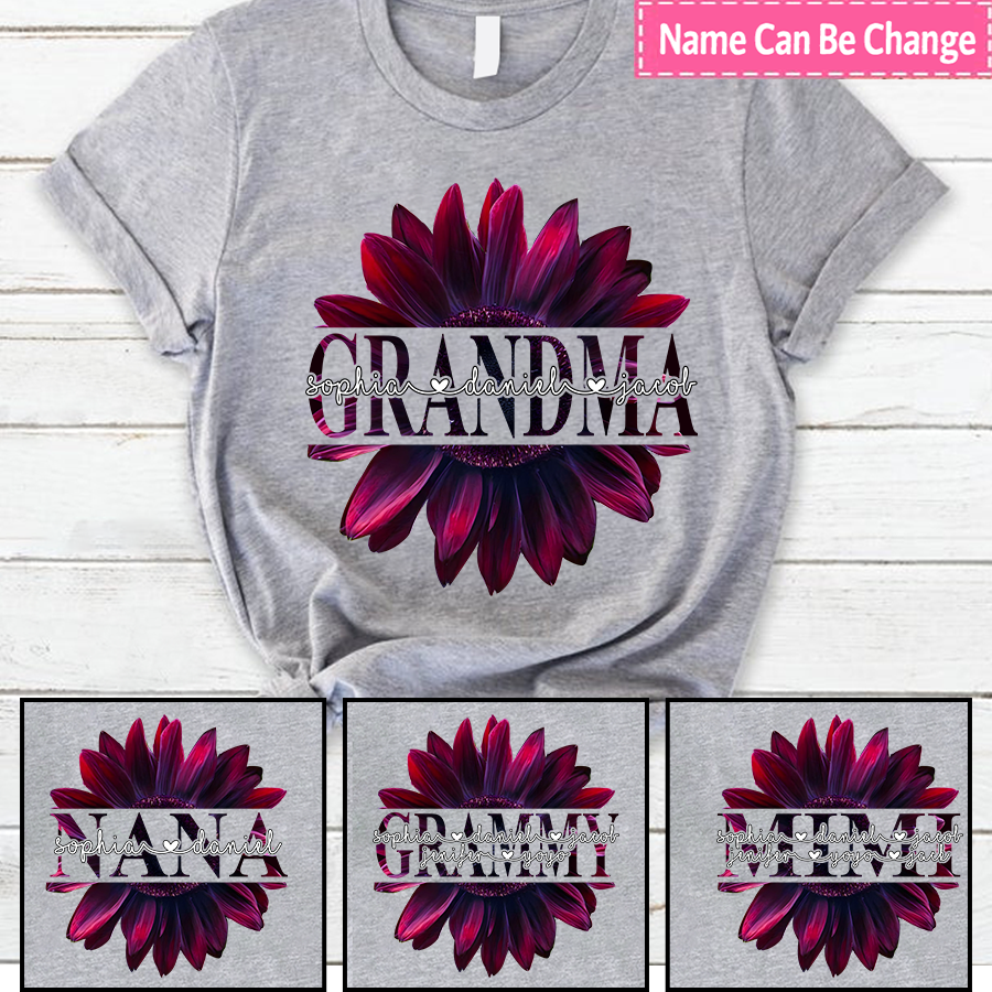 Lofaris Fuchsia Cherry Sunflower Grandma And Kids T - Shirt