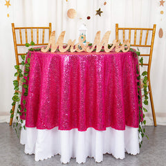 Lofaris Fuchsia Glitter Sequin Banquet Round Table Cover