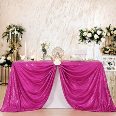 Lofaris Fuchsia Sequin Glitter Rectangle Banquet Tablecloth