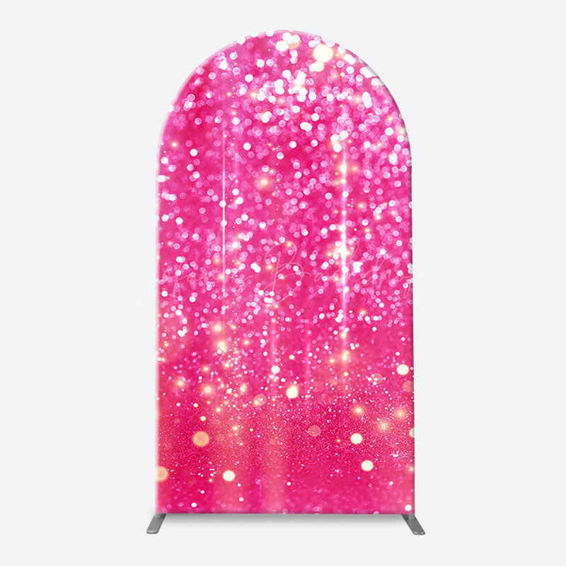 Lofaris Fuchsia Sparkling Boho Arch Women Birthday Backdrop