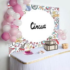 Lofaris Fun Circus Clown Lion Elephant Birthday Backdrop