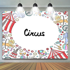 Lofaris Fun Circus Clown Lion Elephant Birthday Backdrop