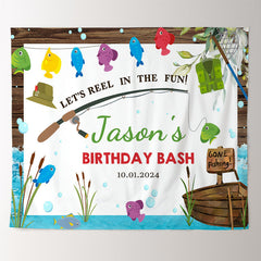 Lofaris Fun Go Fishing Custom Name Birthday Bash Backdrop