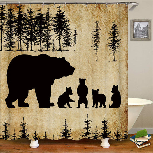 1pc Animal Shower Curtain,teddy Bear & Fox Bathroom Divider