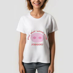 Lofaris Funny Family Reunion BBQ Vacation Pink Pig Nose TShirt