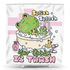 Lofaris Funny Frog Pink Cartoon Bathroom Shower Curtain