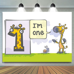 Lofaris Funny Giraffa Snails Grassland 1st Birthday Backdrop