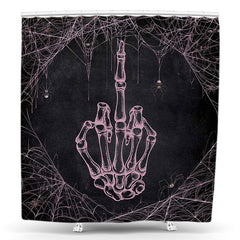 Lofaris Funny Pink Skeleton Black Cobweb Shower Curtain