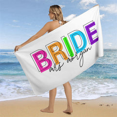 Lofaris Future Mrs Colorful Custom Name Bride Beach Towel