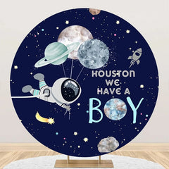 Lofaris Galaxy Astonanut Stars Round Baby Shower Backdrop