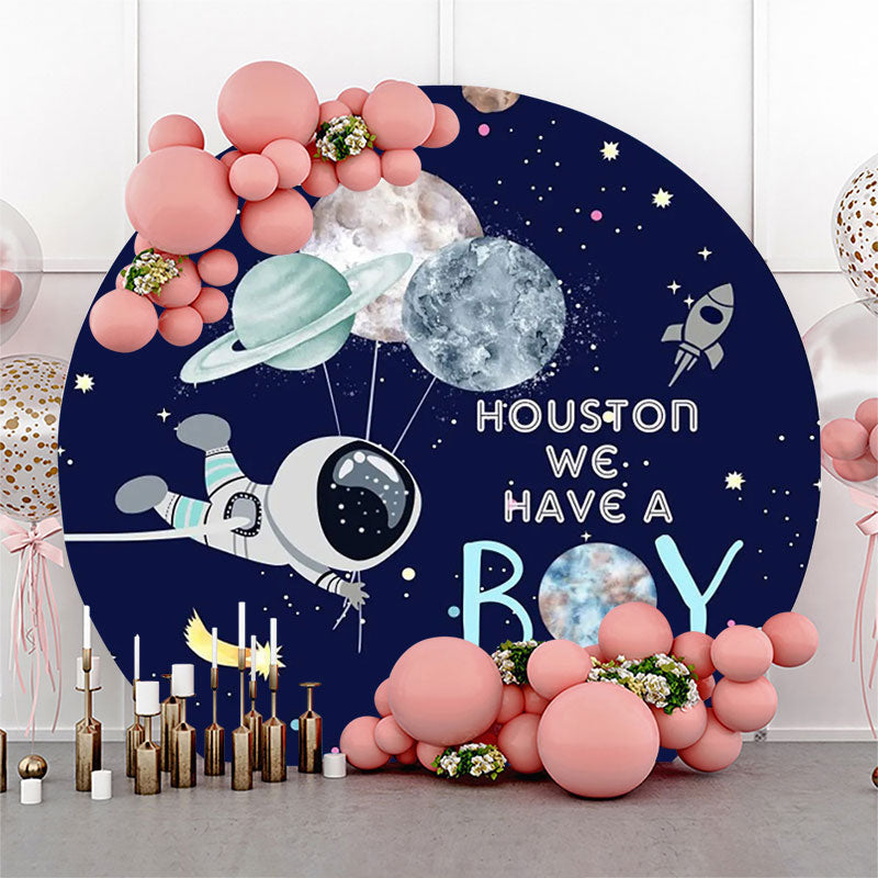 Lofaris Galaxy Astonanut Stars Round Baby Shower Backdrop