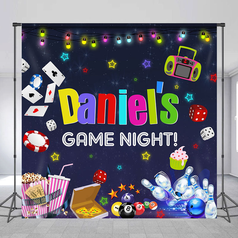 Lofaris Game Night Card Popcorn Custom Birthday Backdrop