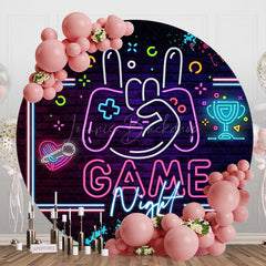 Lofaris Game Night Gamepad Brick Wall Round Birthday Backdrop