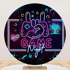 Lofaris Game Night Gamepad Brick Wall Round Birthday Backdrop