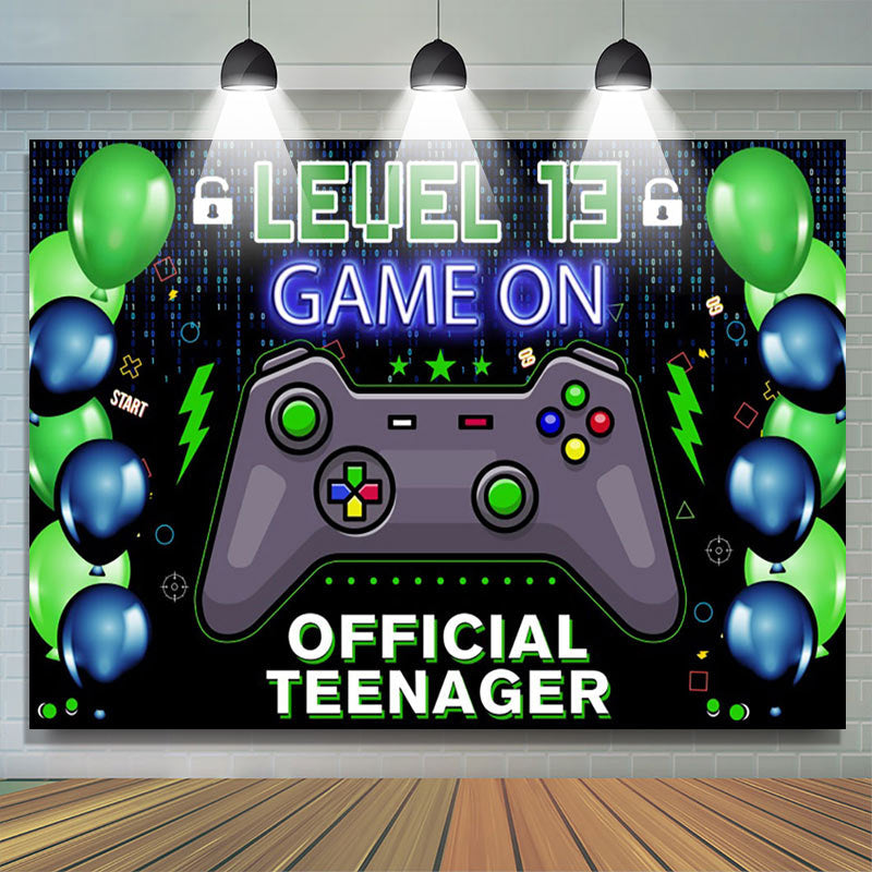 Lofaris Game On Data Official Teenager 13th Birthday Backdrop