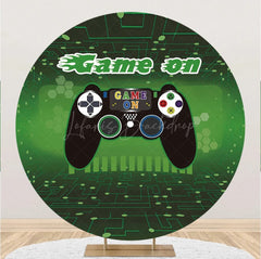 Lofaris Game On Green Space Gamepad Round Party Backdrop