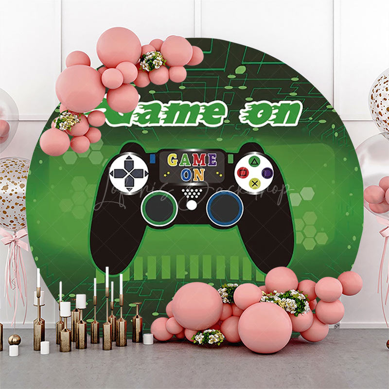 Lofaris Game On Green Space Gamepad Round Party Backdrop