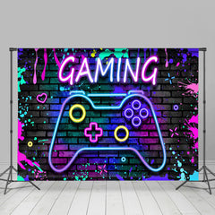 Lofaris Gaming Graffiti Brick Wall Neon Gamepad Backdrop