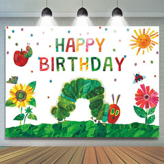 Lofaris Garden Caterpillar Happy Birthday Backdrop For Kids