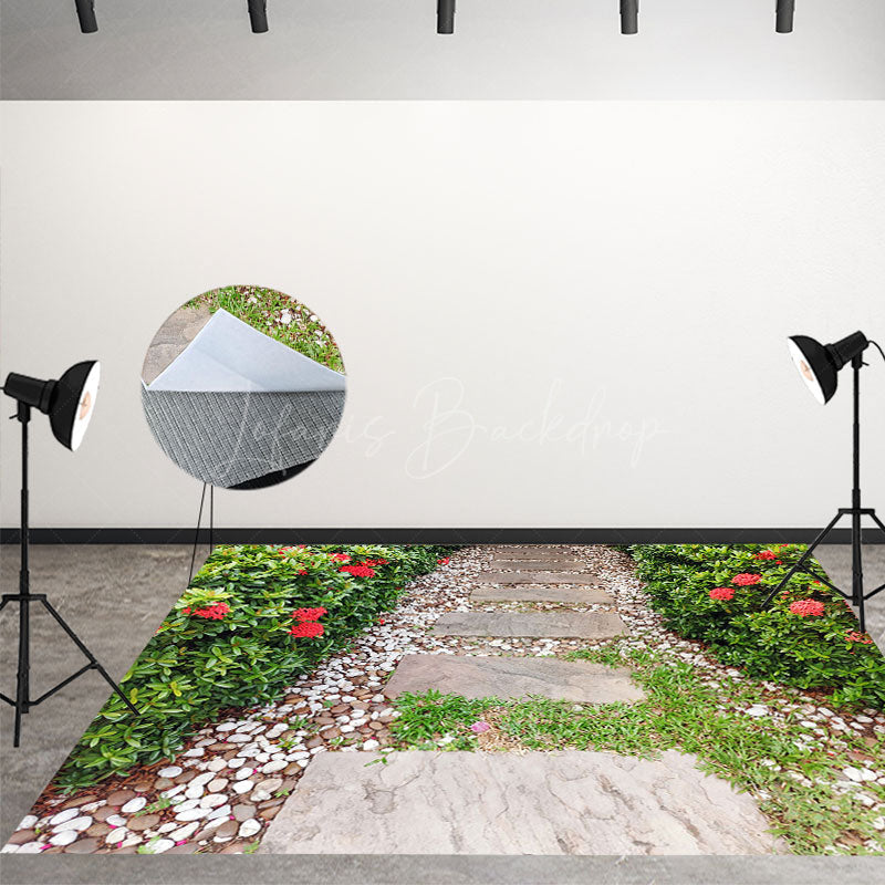 Lofaris Garden Stone Path Greenery Floral Spring Floor Mat