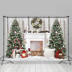 Lofaris Garland Snowman Fireplace Christmas Tree Backdrop