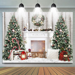 Lofaris Garland Snowman Fireplace Christmas Tree Backdrop