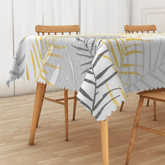 Lofaris Gary And Gold Plants Pattern Kitchen Tablecloth