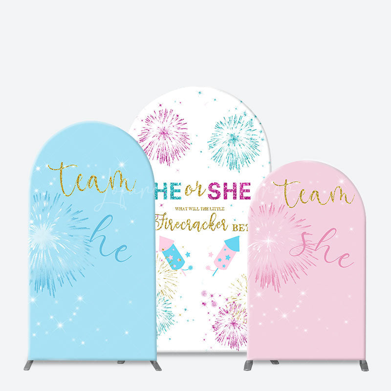 Lofaris Gender Reveal He or She Sparkle Party Arch Backdrop