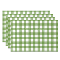 Lofaris Gentle Green White Plaid Modern Set Of 4 Placemats