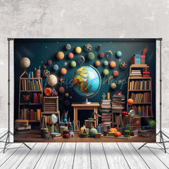 Lofaris Geography Bookcase Globe Retro Wall Photo Backdrop