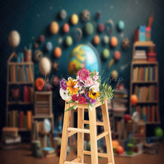 Lofaris Geography Bookcase Globe Retro Wall Photo Backdrop