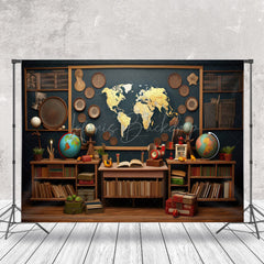 Lofaris Geography Globe Blackboard Books Retro Wall Backdrop