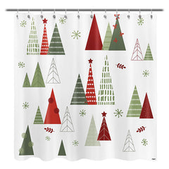 Lofaris Geometric Cedar Step And Repeat Xmas Shower Curtain