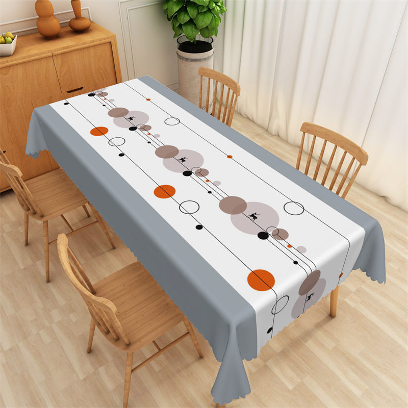 Lofaris Geometric Circle And Lines White Gary Tablecloth