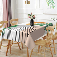 Lofaris Geometric Circle Plants White Rectangle Tablecloth