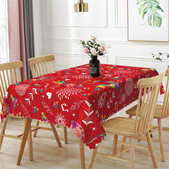 Lofaris Geometric Deers Spark Gift Repeat Red Dining Tablecloth